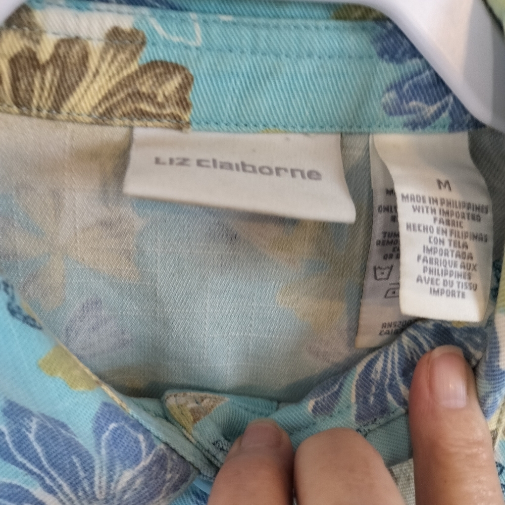 Liz Claiborne Womens Vintage Floral Denim Jacket Size M Cottagecore 90s Coastal - Picture 3 of 8